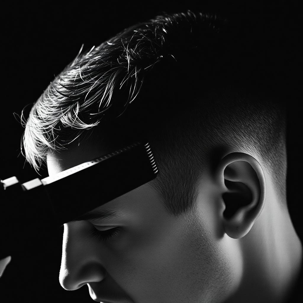 Clippers running through cropped hair