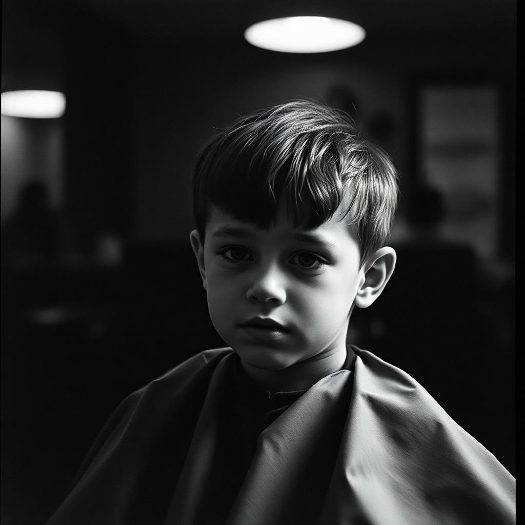 Boy getting a haircut